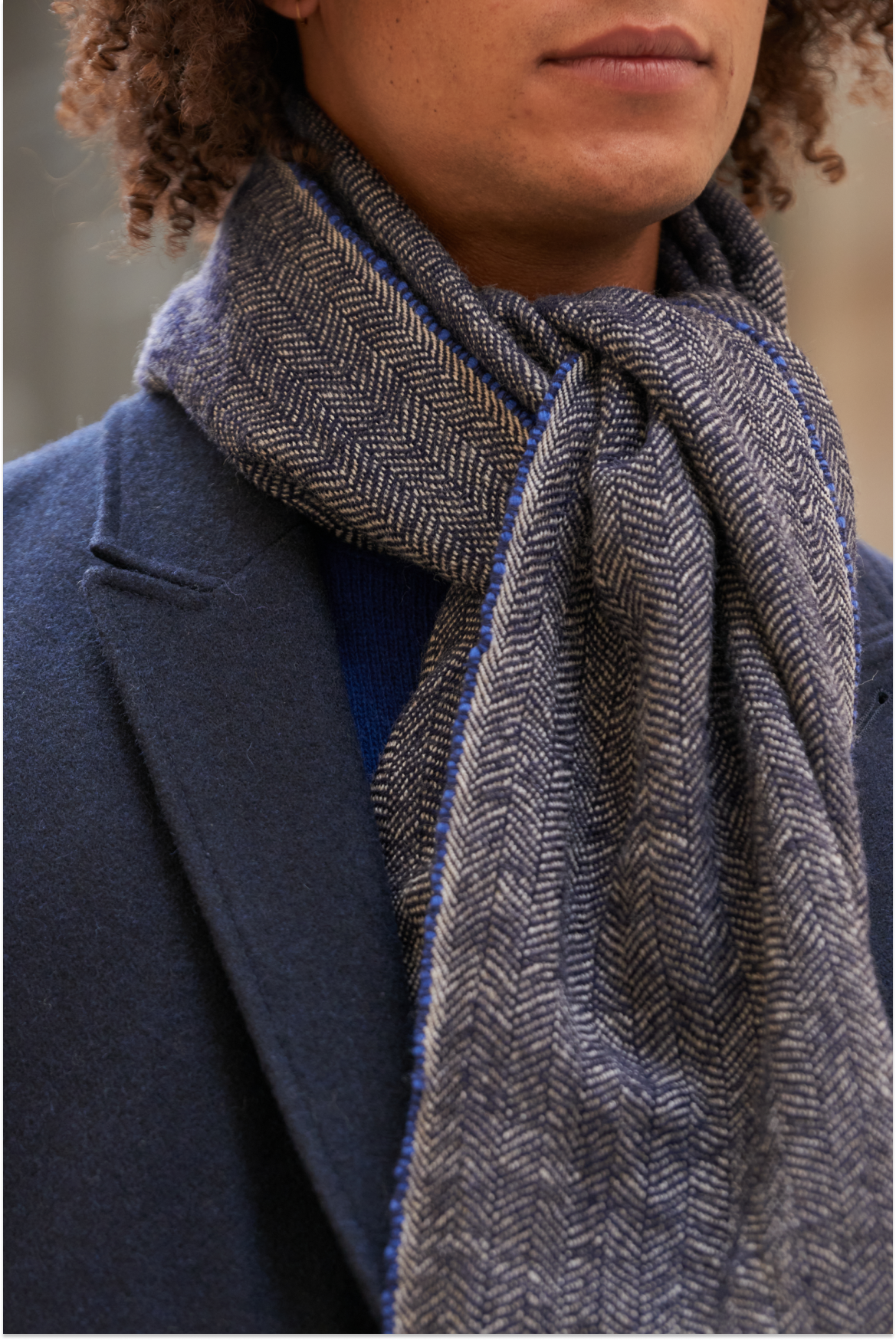 Mens Cashmere Herringbone Scarf