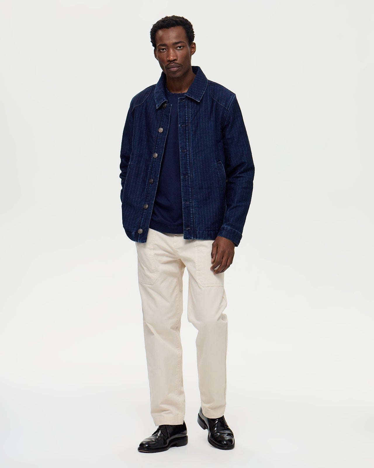 NELSON Jacket Indigo Stripes - Indigo Stone